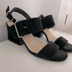 Nurture Black buckled wedge sandals